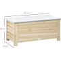 Outsunny Arcón de Jardín Exterior Carga 155L Baúl de Almacenaje Exterior de Madera con Tapa de Metal Galvanizado y Diseño con