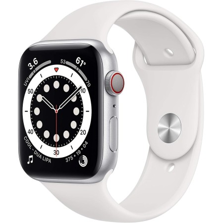Apple Watch Series 6 (GPS + Celular, 44MM) Caja de Aluminio Plata con Correa Deportiva Blanco (Reacondicionado)