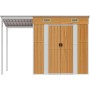 Willood Cobertizo jardín tejado Alargado Acero marrón 277x110,5x181 cm