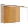 Willood Cobertizo jardín tejado Alargado Acero marrón 277x110,5x181 cm