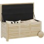 Outsunny Baúl de Almacenaje Exterior 185L Arcón de Jardín de Madera Impermeable con Tapa Abrible 2 Ruedas Cuerdas de Lino