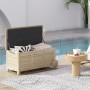 Outsunny Baúl de Almacenaje Exterior 185L Arcón de Jardín de Madera Impermeable con Tapa Abrible 2 Ruedas Cuerdas de Lino