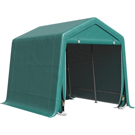 Outsunny Carpa de Jardín Exterior para Herramientas Bicicletas 2,8x2,4x2,4 m Cobertizo Exterior con 2 Puertas con Cremallera