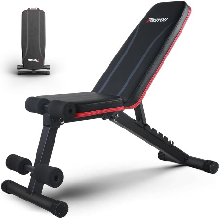 PASYOU Banco de Pesas Musculación, Banco Abdominales Plegable 7 en 1, Banco Pesas Ajustable adecuado para el hogar y el