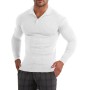 Muscle Cmdr-Camiseta de Manga Larga/Corto Hombre Stretch Slim Fit tee V Cuello Camiseta Interior para Hombre