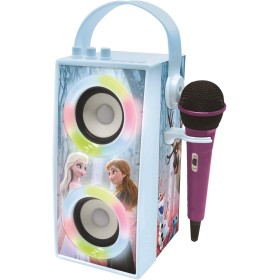 Lexibook Disney Frozen-Altavoz portátil Bluetooth micrófono, Efectos de luz, Karaoke, inalámbrico, USB, Tarjeta SD, batería