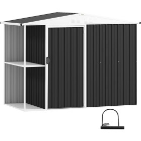 Outsunny Caseta de Jardín Exterior 2,7m² 245x117x180 cm Cobertizo de Jardín Exterior con Estante de 2 Niveles 4 Ventilaciones y