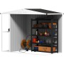 Outsunny Caseta de Jardín Exterior 2,7m² 245x117x180 cm Cobertizo de Jardín Exterior con Estante de 2 Niveles 4 Ventilaciones y