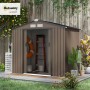 Outsunny Cobertizo de Jardín 2,5m² con Base de Refuerzo Sin Suelo 213x130x185 cm Caseta de Jardín Exterior con 2 Puertas