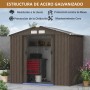 Outsunny Cobertizo de Jardín 2,5m² con Base de Refuerzo Sin Suelo 213x130x185 cm Caseta de Jardín Exterior con 2 Puertas