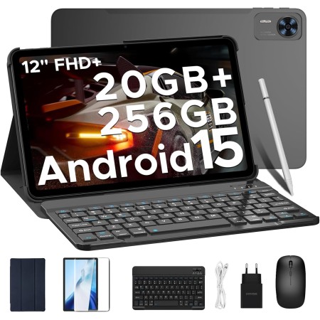 DOOGEE T36 Tablet Android 15, Tablet 12 Pulgadas 2.4K FHD+ 90Hz, 20GB+256GB(2TB/TF), Tablet Octa-Core 2.2 GHz, 4G LTE, 8800mAh/