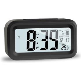JOPHEK LCD Despertador Digital, Inteligente Reloj Despertador Digital con Repetición de Datos de Temperatura, Reloj de Mesa de