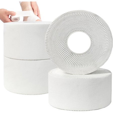 ANAMPION 4 x White Sports Tape, Sports Adhesive Tape 3.8 cm x 10 m, Self-adhesive Tape with Extra Strong Adhesive Strength,
