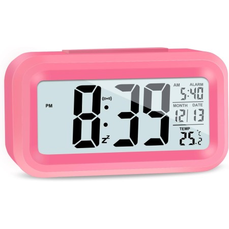 JOPHEK LCD Despertador Digital, Inteligente Reloj Despertador Digital con Repetición de Datos de Temperatura, Reloj de Mesa de