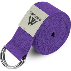 flintronic Yoga Cinturon, Natural Correa Yoga Algodon, con Hebilla Metal D-Anillos, para Principiantes y avanzados, Ejercicios