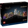 LEGO Harry Potter Tiendas Mágicas del Callejón Diagon Maqueta para Adultos y 12 Micro Figuras de Colección, Autobús Noctámbulo,
