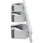 Parence.- Soporte de pared triple atornillable para escoba y accesorios - Gancho escoba 3 soportes + 2 ganchos - 37cm