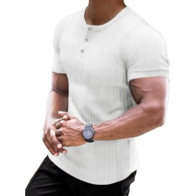 Muscle Cmdr Camiseta Manga Larga/Corto Hombre, Camisetas Musculosas Slim Fit Algodón,Long Sleeve Shirt Men Henley