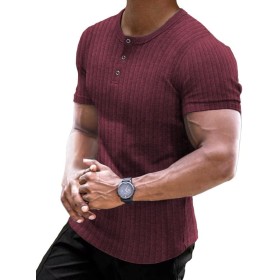 Muscle Cmdr Camiseta Manga Larga/Corto Hombre, Camisetas Musculosas Slim Fit Algodón,Long Sleeve Shirt Men Henley