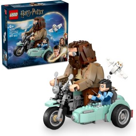 LEGO Harry Potter Viaje en Moto de Hagrid y Harry, Moto Que Rueda con Sidecar de Juguete y Figura de Hedwig, Minifiguras de