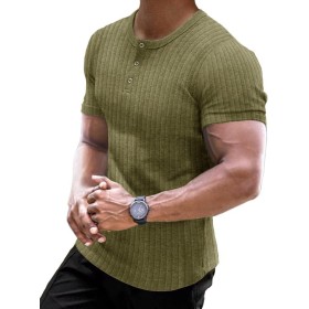 Muscle Cmdr Camiseta Manga Larga/Corto Hombre, Camisetas Musculosas Slim Fit Algodón,Long Sleeve Shirt Men Henley