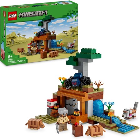 LEGO Minecraft La Expedición a la Mina del Armadillo Juguete de Construcción con Figuras de Araña y Lobo del Videojuego, Regalo