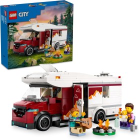 LEGO City Autocaravana Aventurera de Vacaciones, Furgoneta de Juguete y 3 Minifiguras (Mamá, Papá y Bebé), Juego de Viaje con