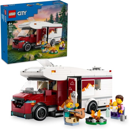LEGO City Autocaravana Aventurera de Vacaciones, Furgoneta de Juguete y 3 Minifiguras (Mamá, Papá y Bebé), Juego de Viaje con