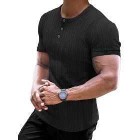 Muscle Cmdr Camiseta Manga Larga/Corto Hombre, Camisetas Musculosas Slim Fit Algodón,Long Sleeve Shirt Men Henley