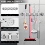 YERENCY Soporte de pared para escobas y fregonas con ventosa, 4 soportes y 5 ganchos, soporte de plástico ABS resistente, apto