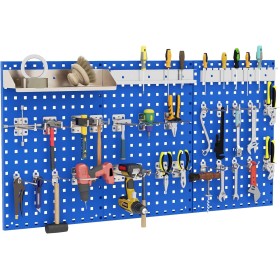 GOPLUS Panel Herramientas Pared, Panel Perforado 3 Piezas con 25 Ganchos, Organizador Herramientas Pared para Brocas y