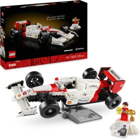 Lego Icons McLaren MP4/4 y Ayrton Senna Minifigura F1, Decoración de Escritorio para Hogar y Oficina, Regalo para Hombres y