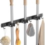 DBTW Soporte de Fregona de Pared de Acero Inoxidable de 3 Posiciones, Colgador de Escobas Multifuncional Resistente, Organizador