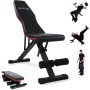 Mobiclinic® fitness, Banco de musculación, Plegable, Soporta 200kg, Asiento y respaldo regulable, Flexfit, Multifunción, Pesas,