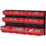 Juego de 84 cajas apilables y 6 estantes de pared de 39 x 38 cm y portaherramientas | Pared perforada para un almacenamiento