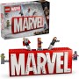 LEGO Marvel: Logotipo MARVEL y Minifiguras de Vengadores Capitán América, Hulk, Thor, Iron-Man y Viuda Negra, Maqueta 3D de