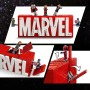 LEGO Marvel: Logotipo MARVEL y Minifiguras de Vengadores Capitán América, Hulk, Thor, Iron-Man y Viuda Negra, Maqueta 3D de