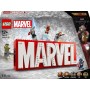 LEGO Marvel: Logotipo MARVEL y Minifiguras de Vengadores Capitán América, Hulk, Thor, Iron-Man y Viuda Negra, Maqueta 3D de