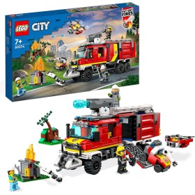LEGO City Unidad Móvil de Control de Incendios, Camión de Bomberos de Juguete, Drones y 3 Minifiguras, Vehículos de Emergencia