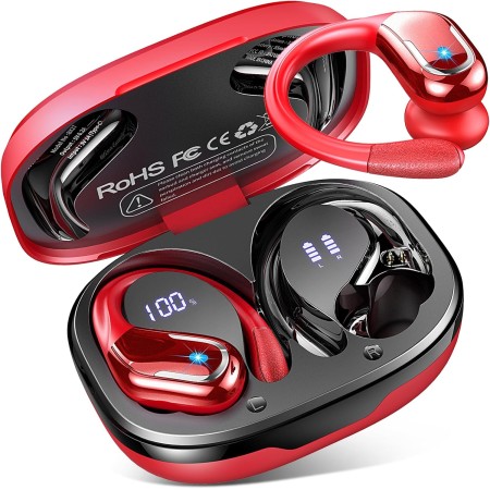 Wireless Sports Headphones Bluetooth 5.4, 75H Autonomy, HD Mic, HiFi Stereo, Noise Cancelling ENC, IP7 Waterproof, Blue