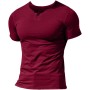 Hombres Casual Manga Corta Camiseta Soltero Botón Abertura Llano v Cuello Camisas Algodón