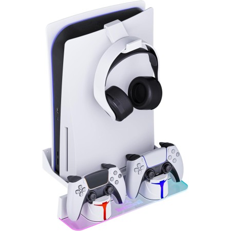 Hosanwell Soporte de Pared para PS5 con Estación de Carga, Compatible con PS5/PS5 Slim Disc & Digital Versión, Estación de Carga