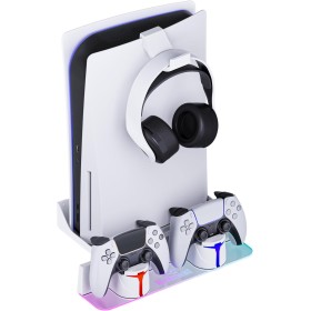 Hosanwell Soporte de Pared para PS5 con Estación de Carga, Compatible con PS5/PS5 Slim Disc & Digital Versión, Estación de Carga