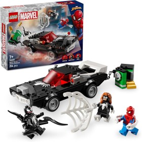 LEGO Marvel Spider-Man vs. Coche Brutal de Venom, Juguete de Construcción de Superhéroes y 3 Minifiguras Inc. Spider-Woman,