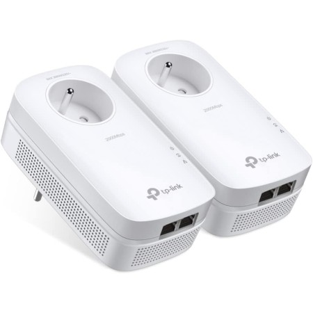 TP-Link Powerline de 2000 Mbps con 2 puertos Gigabit Ethernet y enchufe integrado, 2 kits Powerline - La solución perfecta para