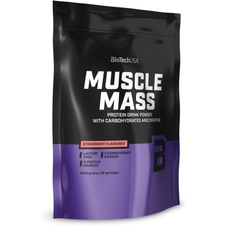 BioTechUSA Muscle Mass | Proteína y carbohidratos en polvo | con creatina y péptidos de glutamina | Gainer | Sin lactosa |
