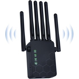 Repetidor WiFi, 300Mbps WiFi Extender Largo Alcance, Amplificador señal WiFi con 6Antenas de Alta Ganancia, Puerto LAN,