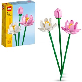 LEGO Botanical Flores de Loto Maquetas de Flores Artificiales, Regalo del Día de la Madre y Niñas y Niños de 8+ Años, 3 Modelos