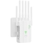 Repetidor WiFi, Amplificador de Señal WiFi, 6 Antenas, 2 Puertos Ethernet, Extensor WiFi, 1200 pies Cobertura 360°, Modos