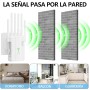 Repetidor WiFi, Amplificador de Señal WiFi, 6 Antenas, 2 Puertos Ethernet, Extensor WiFi, 1200 pies Cobertura 360°, Modos